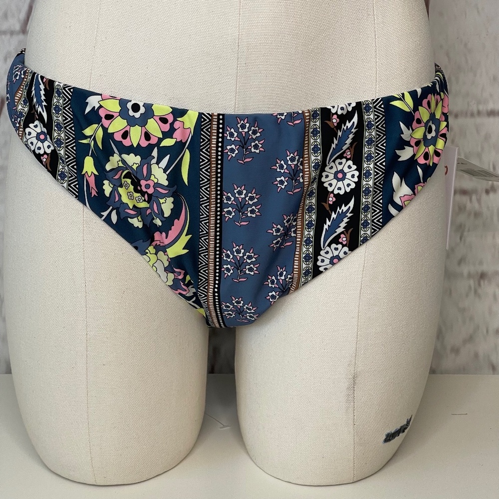 Raisins Swimwear Co Womens Yellow Teal Mallorca LowRider Bottom Bikini Sz. X